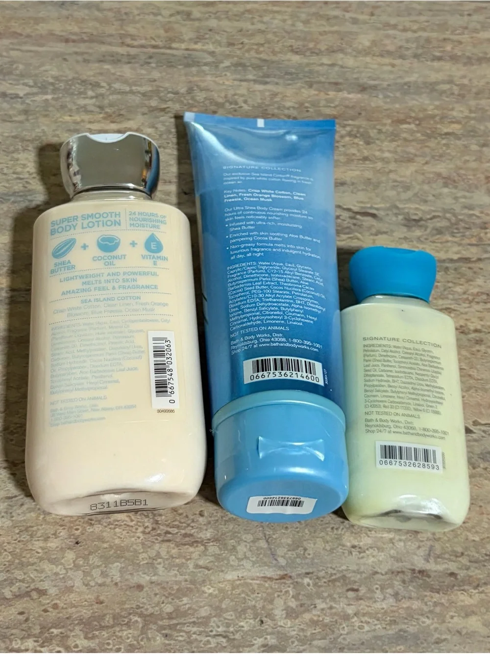 Bath & Body Works Discontinued Sea Island Cotton Lotions and Body Cream Trio